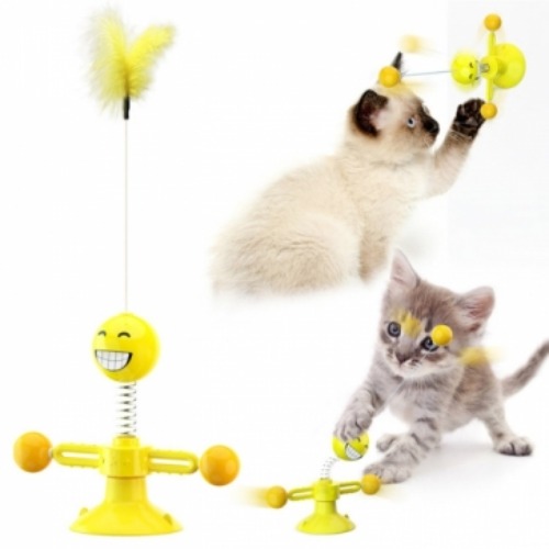 티티펫 고양이 스마일 토네이도 흡착식 장난감 (옐로우)